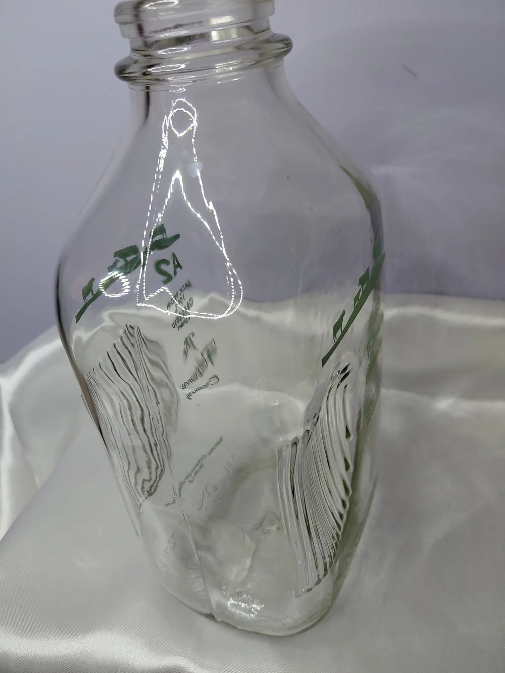 Glass Milk Bottle - Green Print